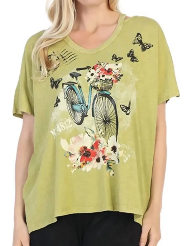 Mineral Washed Cotton Cold Shoulder Top