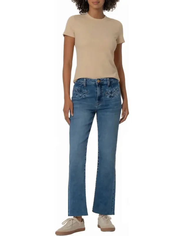 Kelsey High Rise Ankle Flare Jeans With Exceptional Flexibility And Comfort