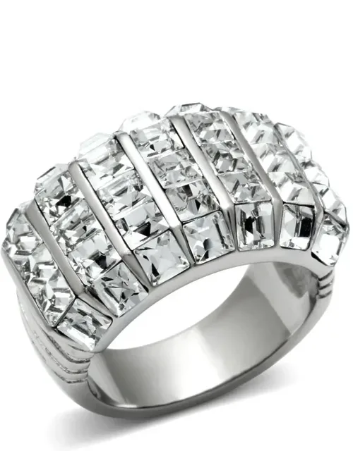 High Polished Stainless Steel Ring With Top Grade Crystal And Weight (approx) - 11.00 (g)