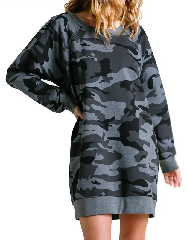 Camo Raw Edge Dress