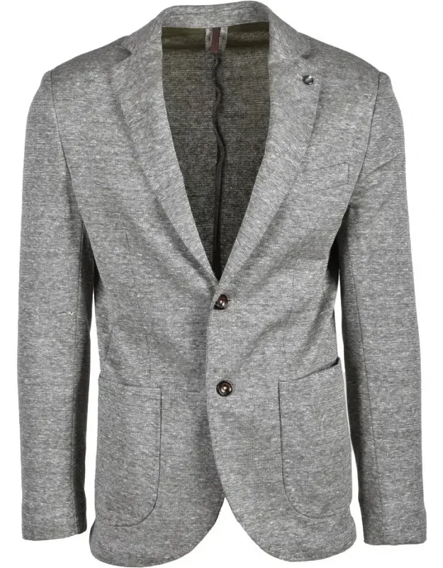 Casual Jacket With Textured Fabric And Classic Lapel