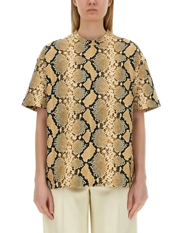 Relaxed Fit T-shirt With Snake Skin Motif