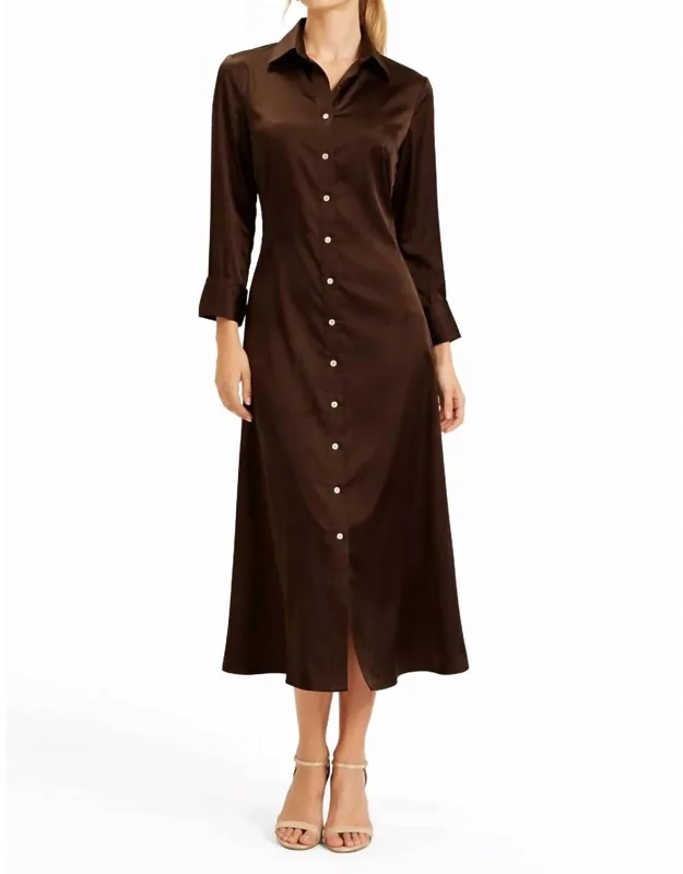 Satin Button Down Midi Dress