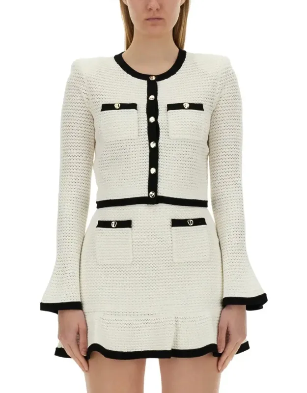 Crochet Cardigan With Fitted Silhouette And Flared Cuffs