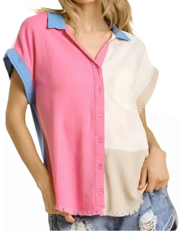 Color Block Gauze Top