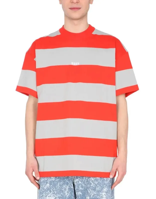 Bicolor Striped Crew Neck T-shirt