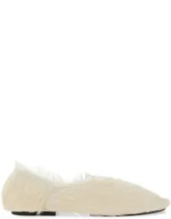 Pointed-toe Low Calfskin Slippers With Textured Finish