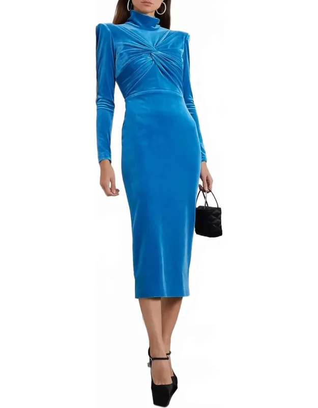 Preston Velvet Turtleneck Twist Long Sleeve Dress
