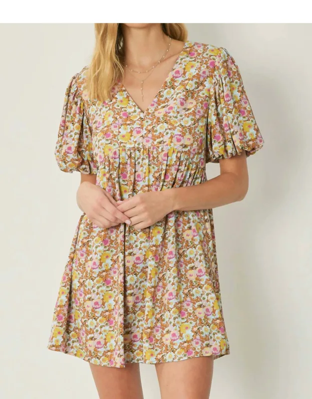 Floral Puff Sleeve Dress