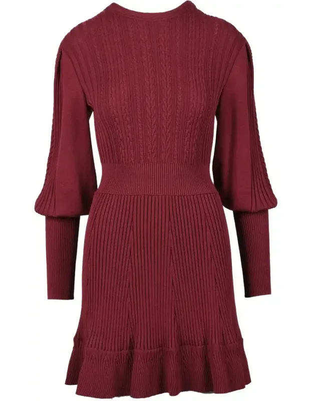 Knit Dress With Puff Sleeves