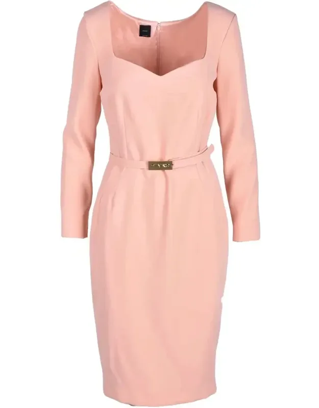 Dress Polyester Elastane With Square Neckline And Puff Sleeves