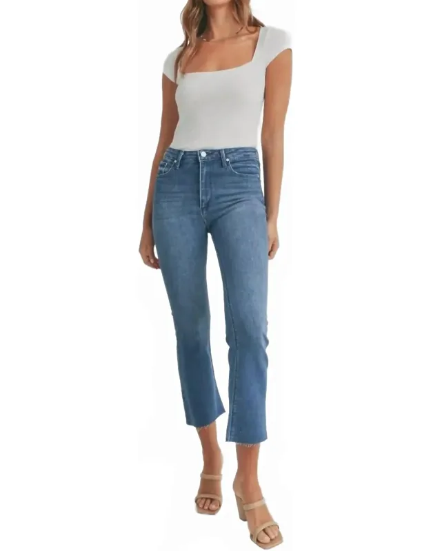 High Rise Tonal Crop Flare Jeans
