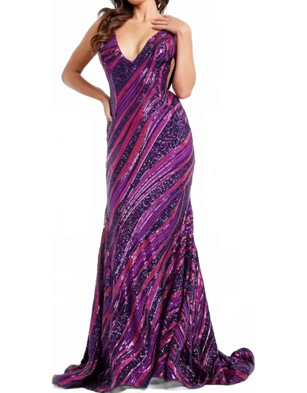 Midnight Sequin Wave Dress
