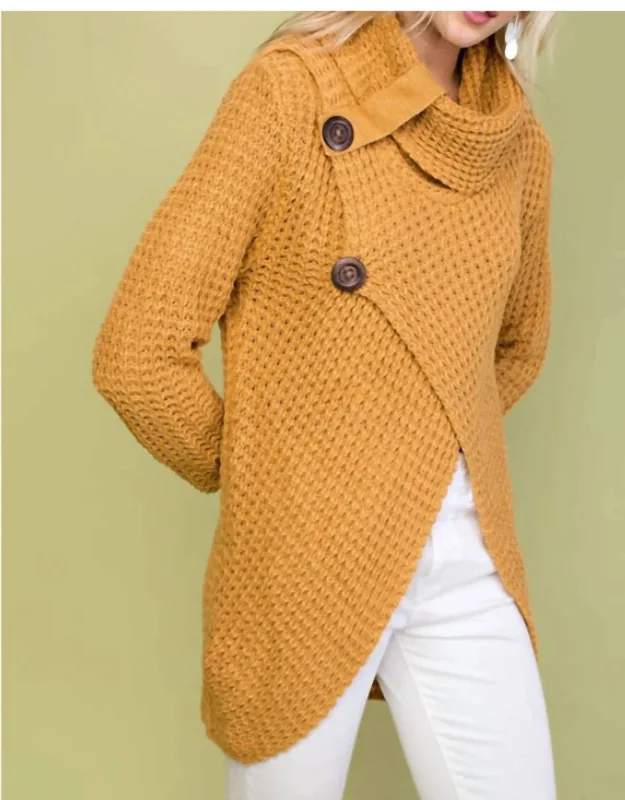 Cowl Neck Asymmetric Wrap Sweater