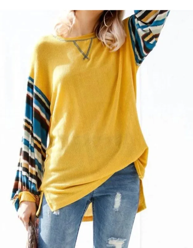 Striped Sleeve Knit Top