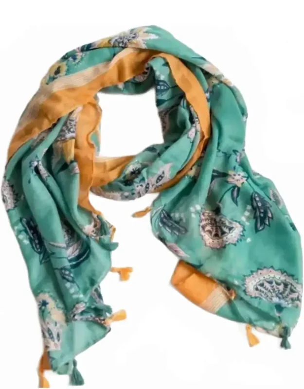 Cottage Floral Lightweight Tassel Scarf
