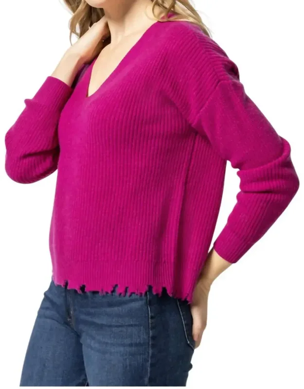 Distressed V-neck Sweater