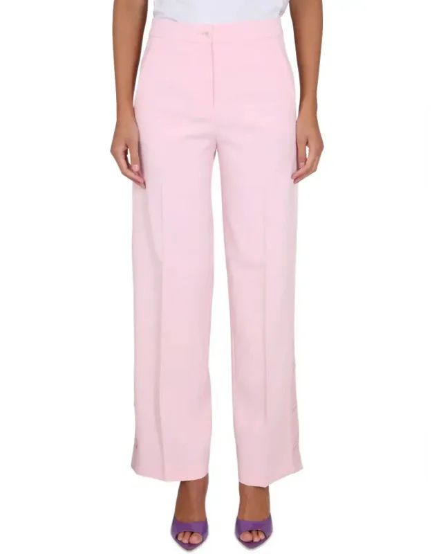 Wide-leg Pants With Button Closure And Belt Loops