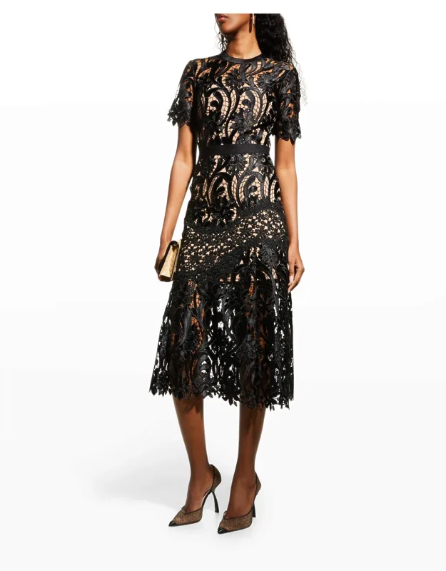 Cutwork Lace Midi Dress
