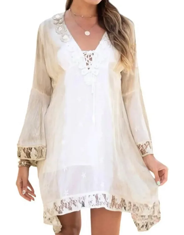 Shells & Lace Bell Sleeve Dress