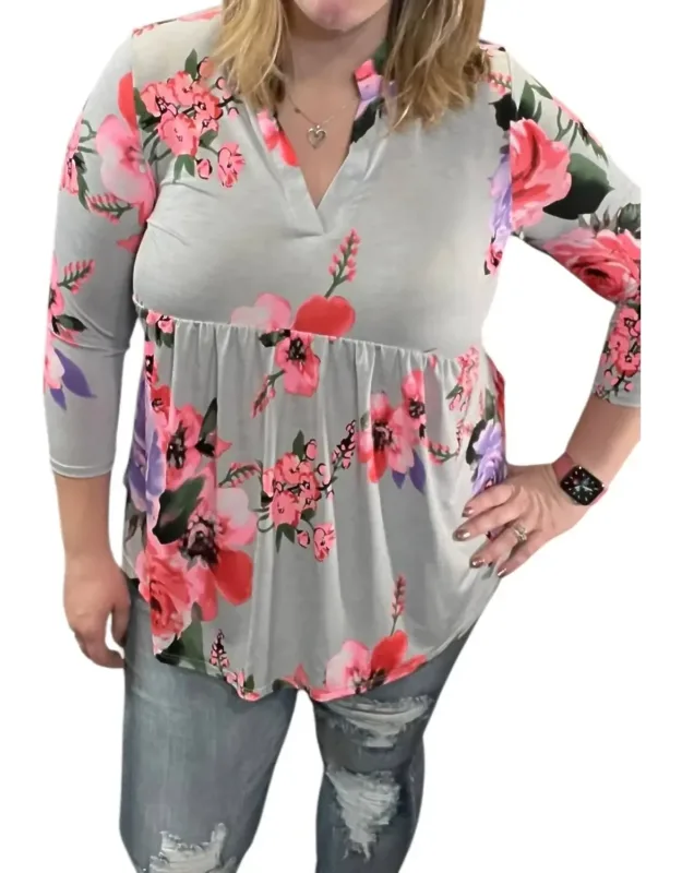 Floral Babydoll Tunic Top