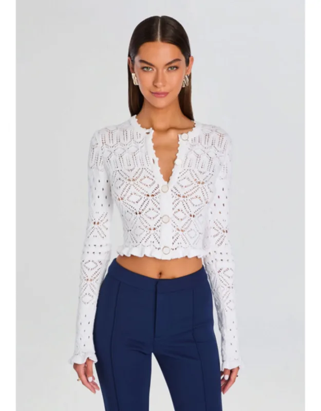 Giuliana Crochet Cardigan With Scalloped Hem And Intricate Detailing