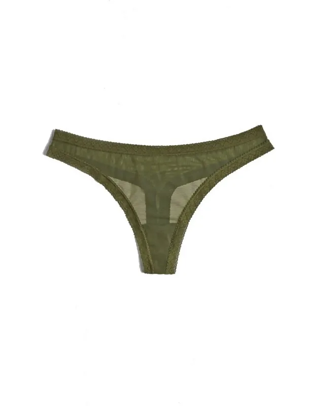 Mesh Lace Trim Thong Panty