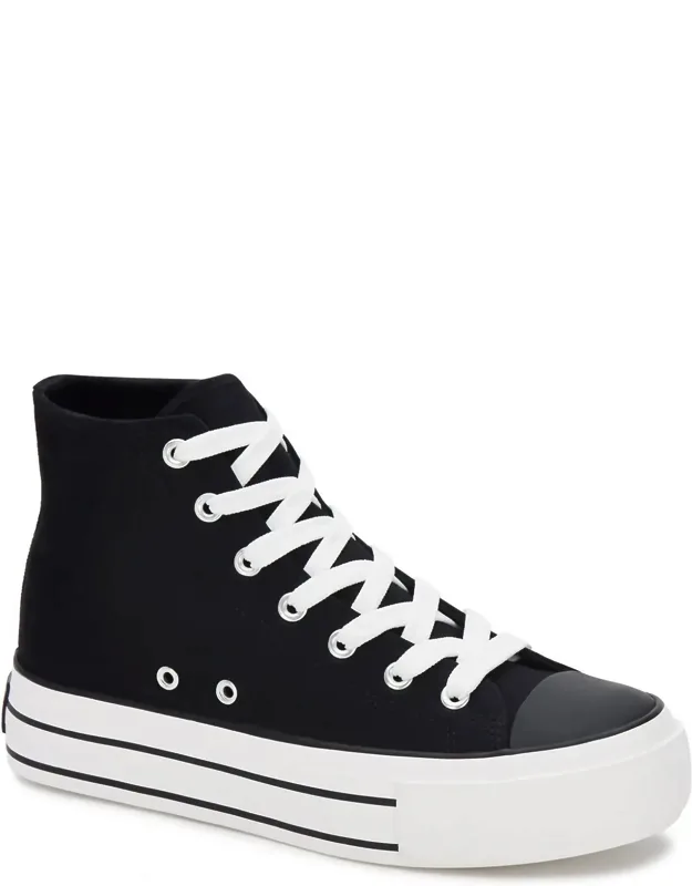 Canvas Sneaker Boots With Platform