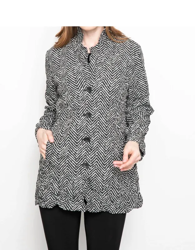 Chevron Crinkle Blazer