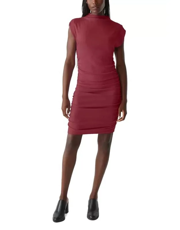 Ribbed Power Shoulder Dress