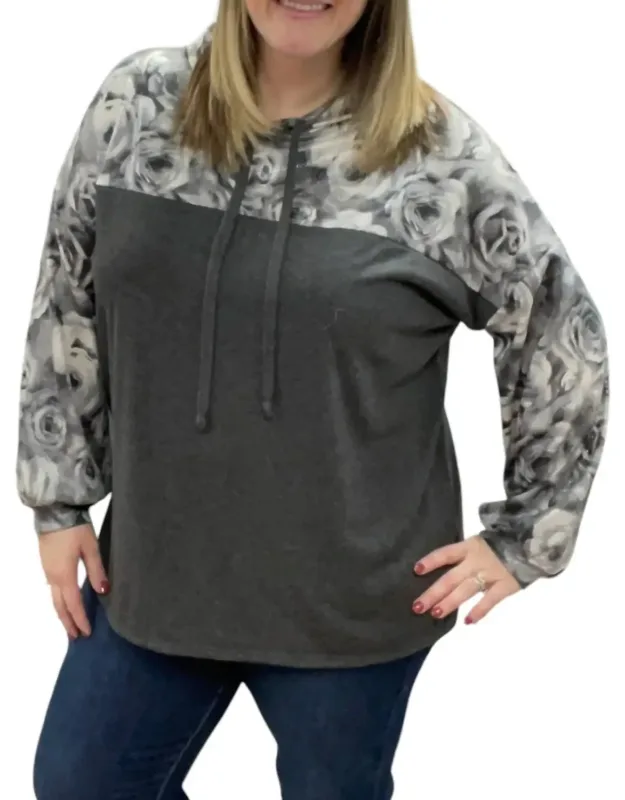 Faux Snakeskin Rose Hoodie