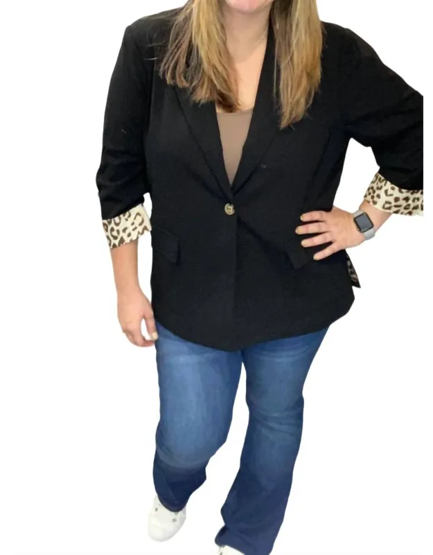 Leopard Accent Blazer