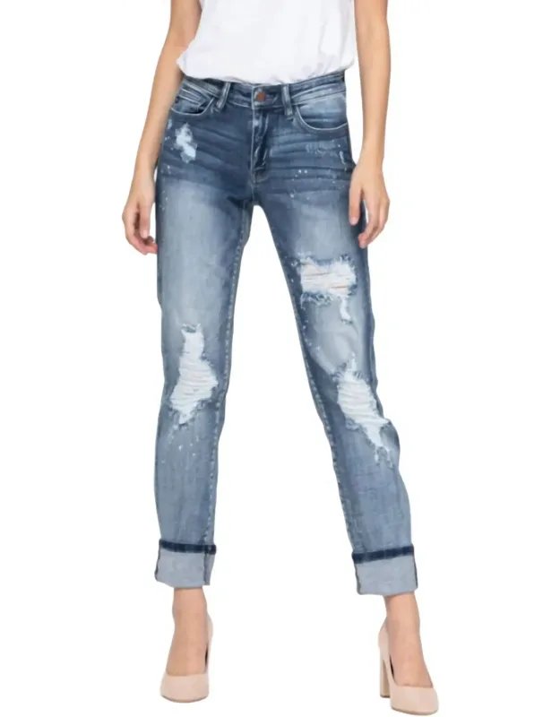 Destroyed Bleach Splatter Boyfriend Jeans