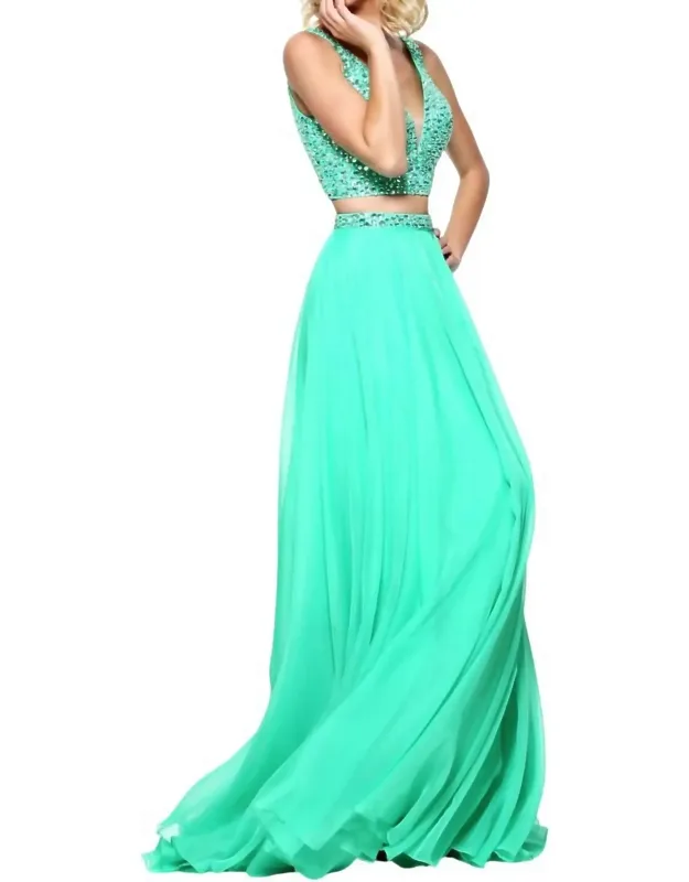 Two-piece Beaded Prom Dress
