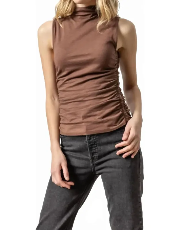Shirred Mock Neck Tank Top
