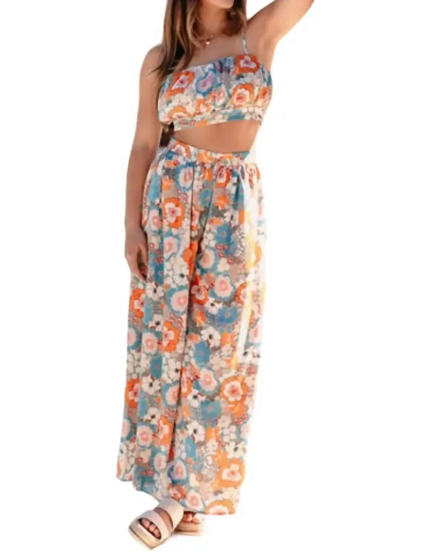 Harmony Flower Power Crop Top & Flare Pants Set