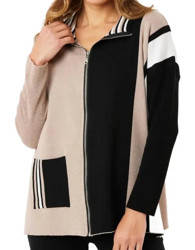 Two Tone Stripe Detail Jacket