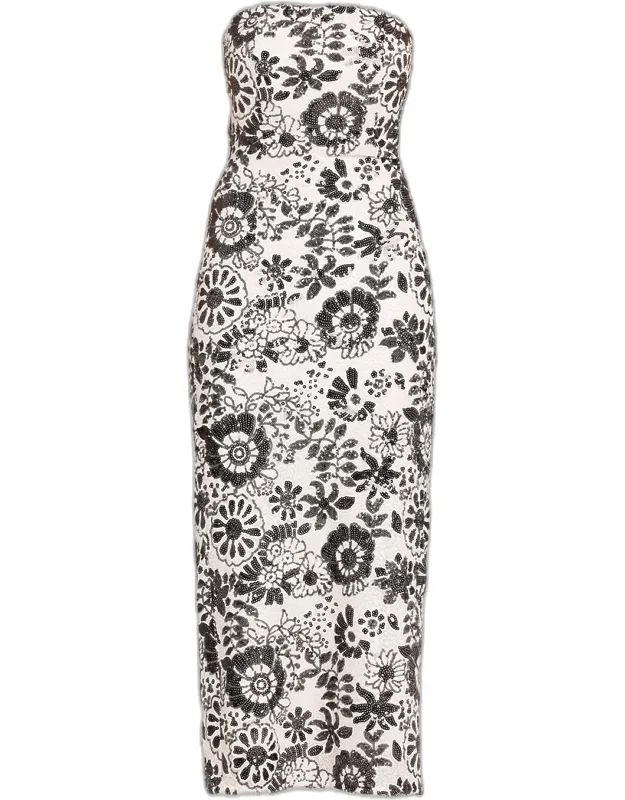 Floral Sequin Column Midi Dress
