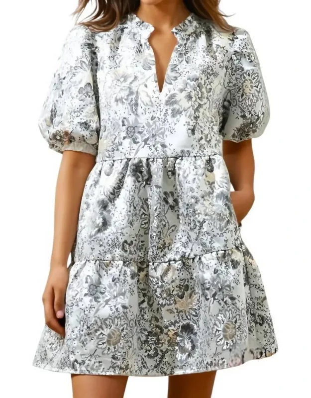 Jacquard Babydoll Mini Dress