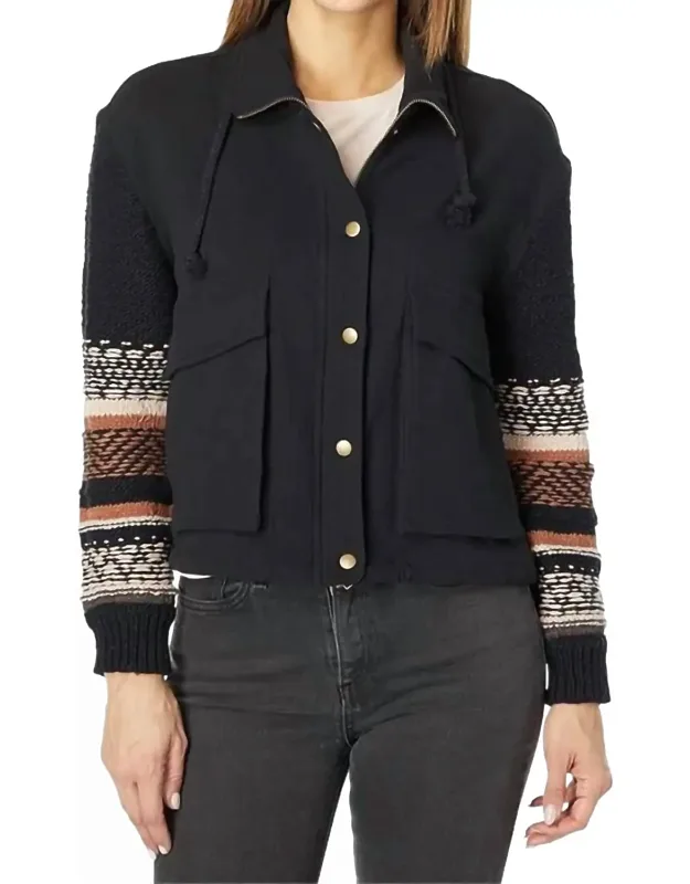 Sweater Sleeve Snap Front Jacket