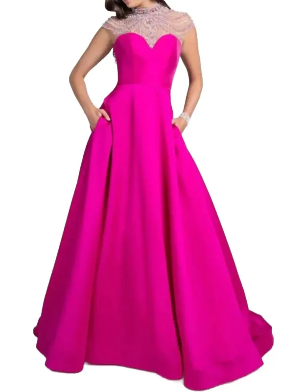 Jeweled Cap Sleeves Prom Dress