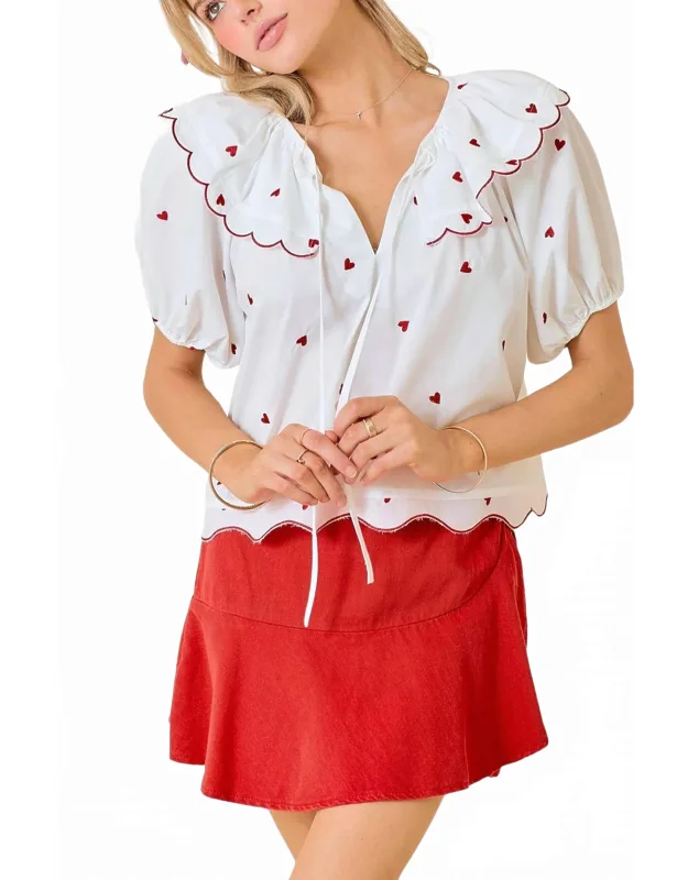 Candy Hearts Embroidered Top