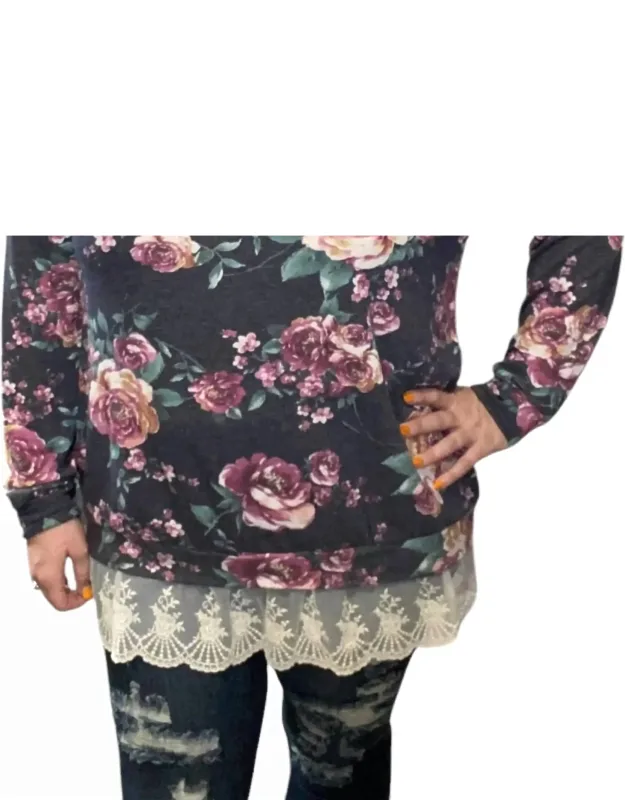 Floral Lace Hem Top