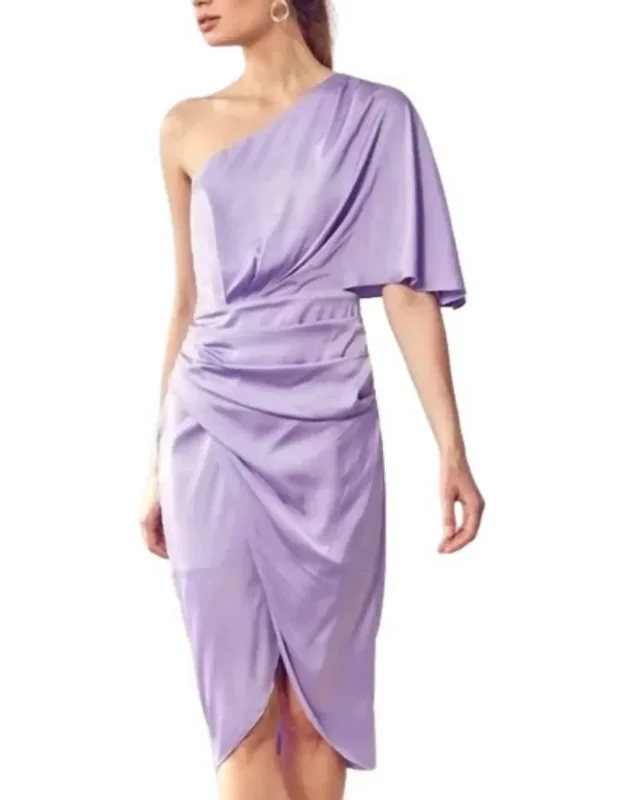 One Shoulder Ruched Midi Dress
