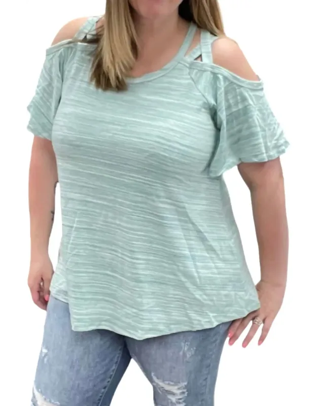 Marled Cold Shoulder Tunic Top