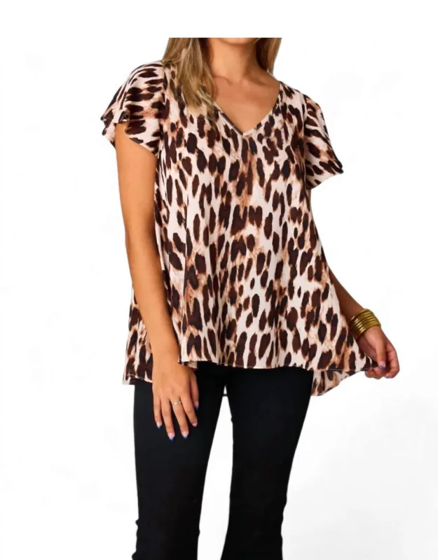 Avril Flutter Sleeve V-neck Top