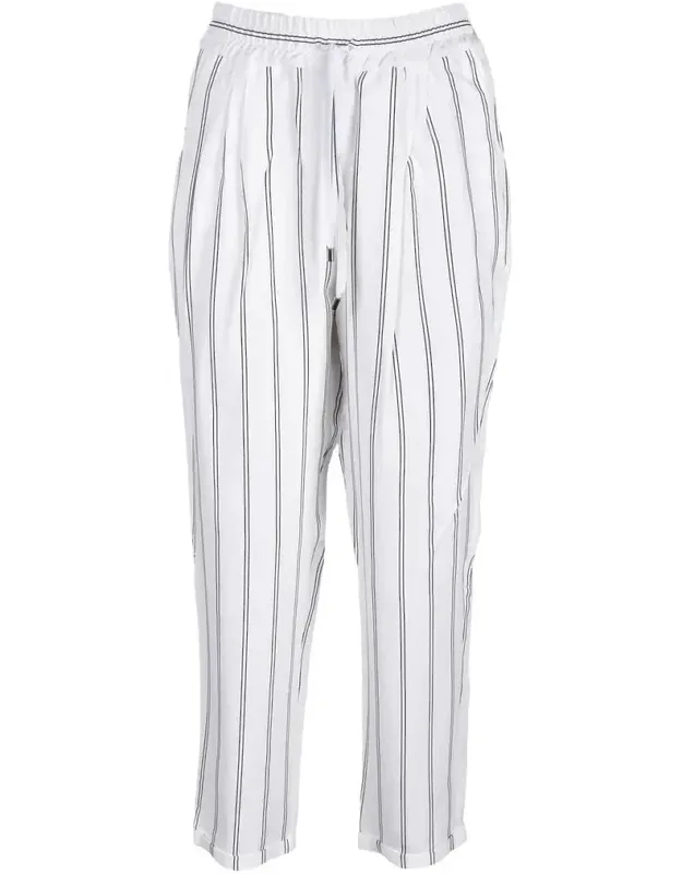 Satin-finish Trousers With Vertical Stripes