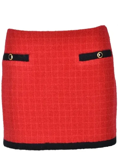 Textured Mini Skirt With Gold-tone Detailing