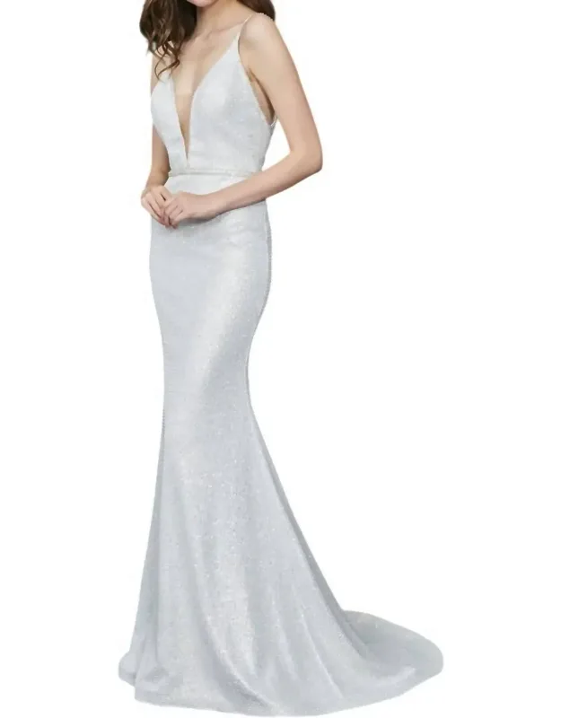 Plunging V-neck Prom Dress