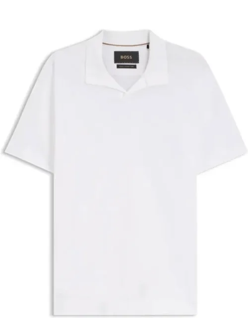 Cotton-linen Polo Shirt With Johnny Collar